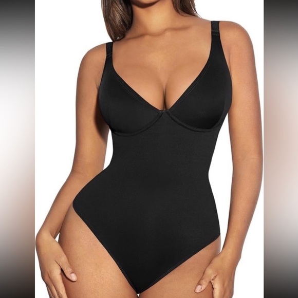 FeelinGirl Shapewear Bodysuit Women Tummy Control Deep V Neck Thong NWT L - Picture 2 of 11